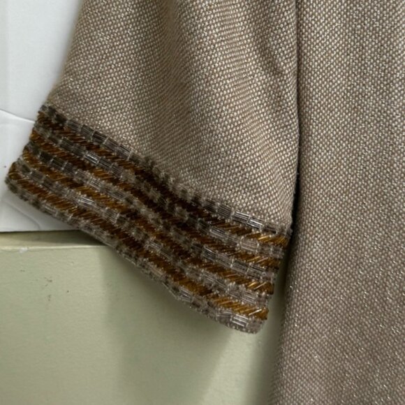 Moschino Vintage Y2K Beaded Gold A Line Mini Dress Metallic Wool Cotton Neutral - Picture 11 of 16